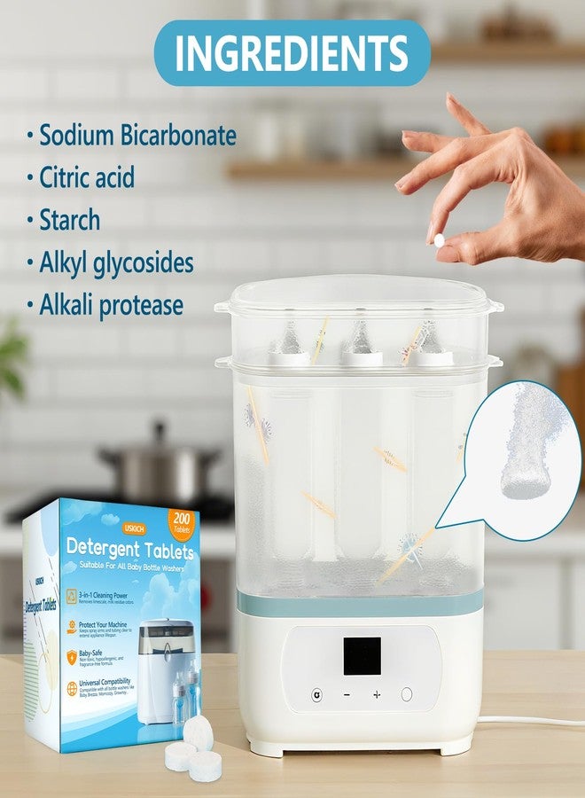 USKICH 200Pcs Detergent Washing Tablets for Momcozy,Deep Cleaning Baby Brezza Bottle Washer,Compatible with All Brands Baby Bottle Washers - Image 5